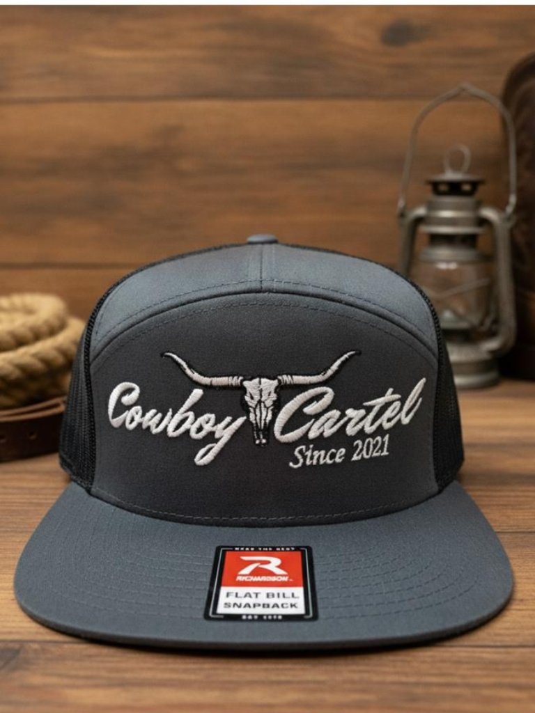 Cowboy Cartel Hat Custom Direct Embroidered Cap Richardson 168 Gray Snapback New